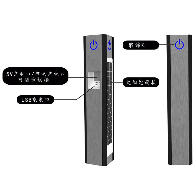 5V充電口/市電充電口可隨意切換 USB充電口 裝飾燈 太陽能面板-廣州磐眾智能科技有限公司